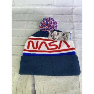 NASA Buzz Aldrin Knit Cuffed Pom Beanie Hat Cap Adult OSFM